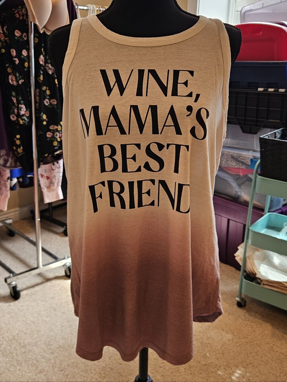 Torrid Size 0 Classic Fit Graphic Tank Top - "Wine, Mama's Best Friend" - Ombre